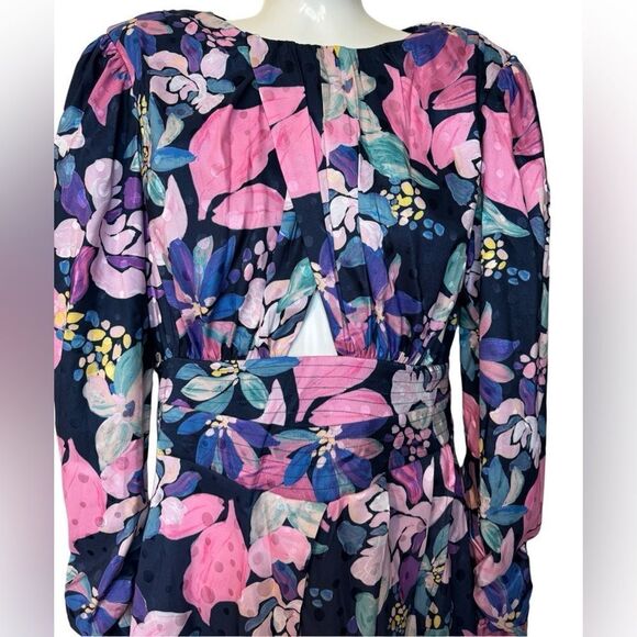 NWT For Love & Lemons Floral Victoria Midi Dress in Navy - Picture 5 of 14